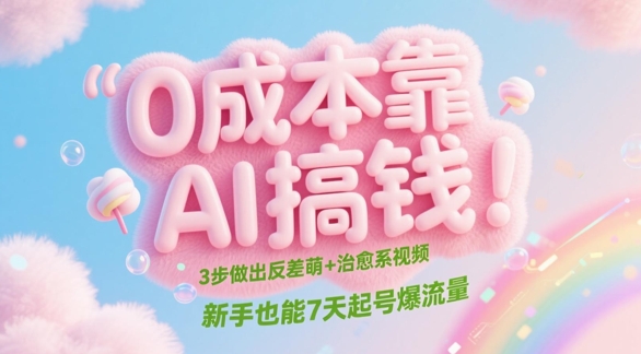 0成本靠AI搞钱！3步做出反差萌+治愈系视频，新手也能7天起号爆流量智小邦项目网-专注分享网络创业项目落地实操课程 – 全网首发_高质量创业项目输出智小邦项目网