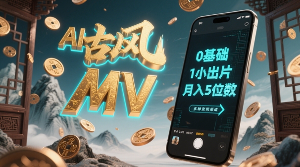 AI一键生成古风音乐MV，0剪辑基础1小时出片，多种变现渠道，一部手机月入5位数智小邦项目网-专注分享网络创业项目落地实操课程 – 全网首发_高质量创业项目输出智小邦项目网