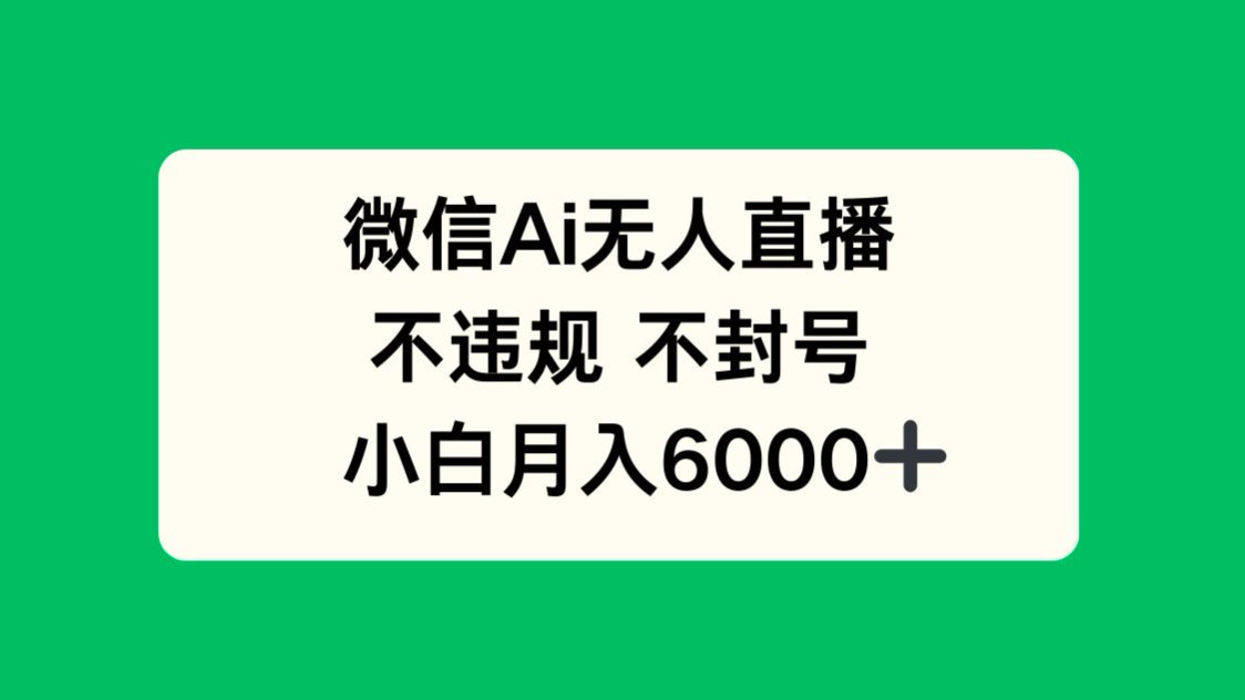 微信AI无人直播，不违规 不封号 ，小白月入6000+智小邦项目网-专注分享网络创业项目落地实操课程 – 全网首发_高质量创业项目输出智小邦项目网