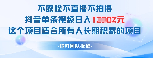不露脸不直播不拍摄抖音单条视频日入1k+这个项目适合所有人长期积累的项目智小邦项目网-专注分享网络创业项目落地实操课程 – 全网首发_高质量创业项目输出智小邦项目网