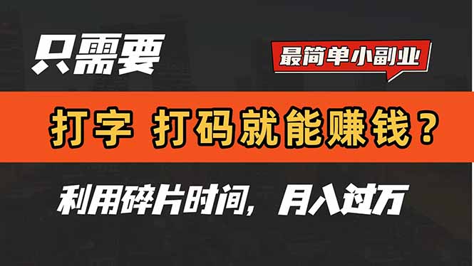 只需要打字，打码，就能赚钱？简单的赚钱小副业，利用碎片时间，月入过万智小邦项目网-专注分享网络创业项目落地实操课程 – 全网首发_高质量创业项目输出智小邦项目网