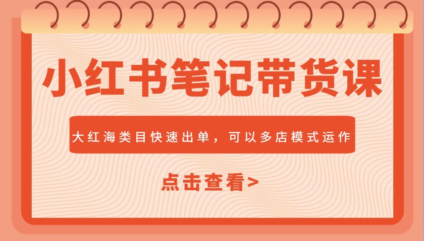 小红书笔记带货课，大红海类目快速出单，市场大，可以多店模式运作(更新)智小邦项目网-专注分享网络创业项目落地实操课程 – 全网首发_高质量创业项目输出智小邦项目网