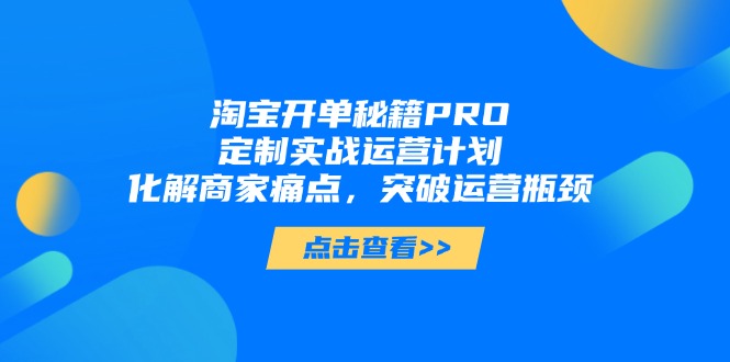 淘宝开单秘籍PRO，定制实战运营计划，化解商家痛点，突破运营瓶颈智小邦项目网-专注分享网络创业项目落地实操课程 – 全网首发_高质量创业项目输出智小邦项目网