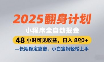 2025小程序全自动掘金，48 小时可见收益，日入8张，长期稳定靠谱，小白宝妈轻松上手【揭秘】智小邦项目网-专注分享网络创业项目落地实操课程 – 全网首发_高质量创业项目输出智小邦项目网