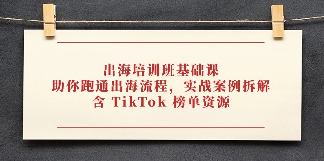 出海培训班基础课，助你跑通出海流程，实战案例拆解，含 TikTok 榜单资源智小邦项目网-专注分享网络创业项目落地实操课程 – 全网首发_高质量创业项目输出智小邦项目网