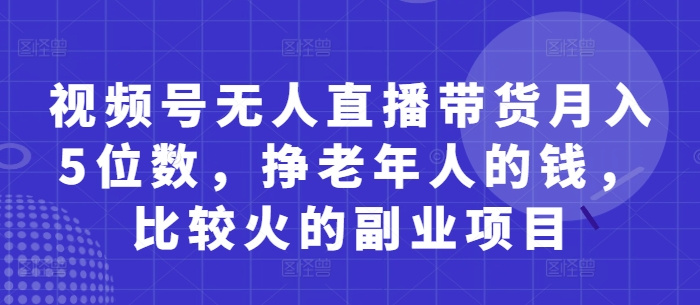 视频号无人直播带货月入5位数，挣老年人的钱，比较火的副业项目智小邦项目网-专注分享网络创业项目落地实操课程 – 全网首发_高质量创业项目输出智小邦项目网
