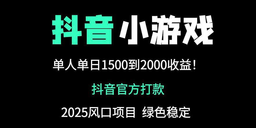 抖音官方小游戏2025全网最新玩法，暴利赚钱项目，单机日入2000+智小邦项目网-专注分享网络创业项目落地实操课程 – 全网首发_高质量创业项目输出智小邦项目网