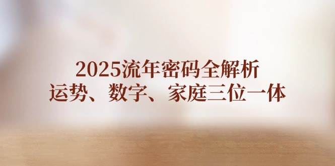2025流年密码全解析，运势、数字、家庭三位一体智小邦项目网-专注分享网络创业项目落地实操课程 – 全网首发_高质量创业项目输出智小邦项目网