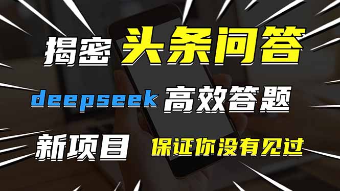 头条问答，刚出的新玩法！保证你没见过！用DeepSeek去高效答题，一个账…智小邦项目网-专注分享网络创业项目落地实操课程 – 全网首发_高质量创业项目输出智小邦项目网